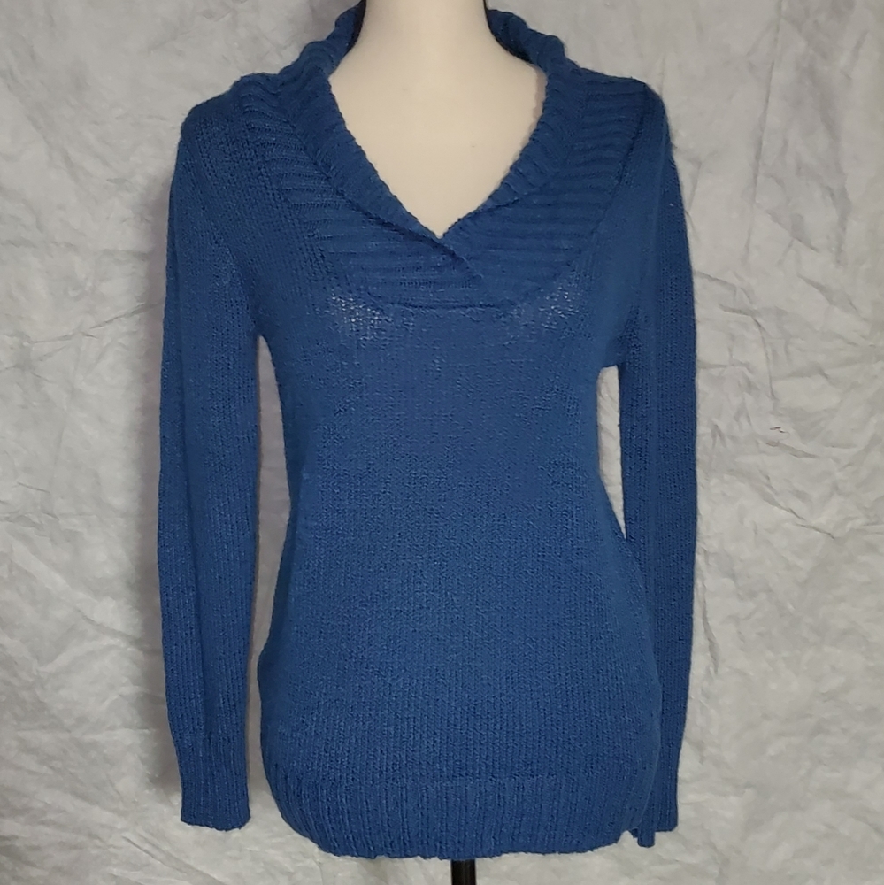 St. John's Bay Blue Cowl V-Neck Sweater